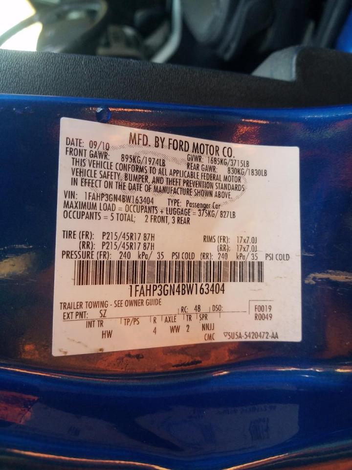Photo 10 from auction – 2011 FORD FOCUS SES with VIN 1FAHP3GN4BW163404