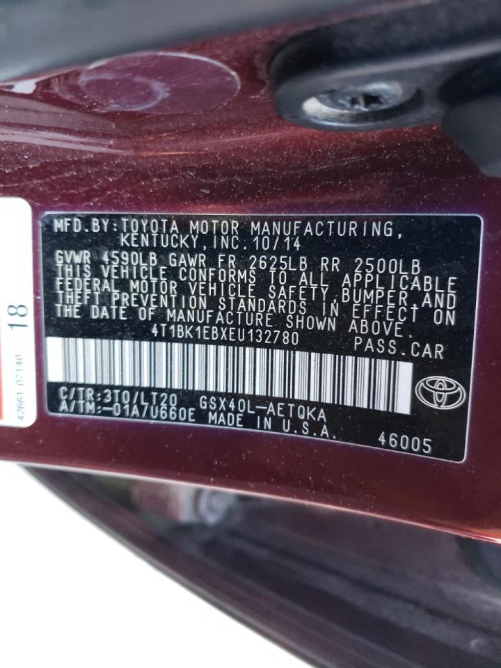 Photo 10 from auction – 2014 TOYOTA AVALON BAS with VIN 4T1BK1EBXEU132780