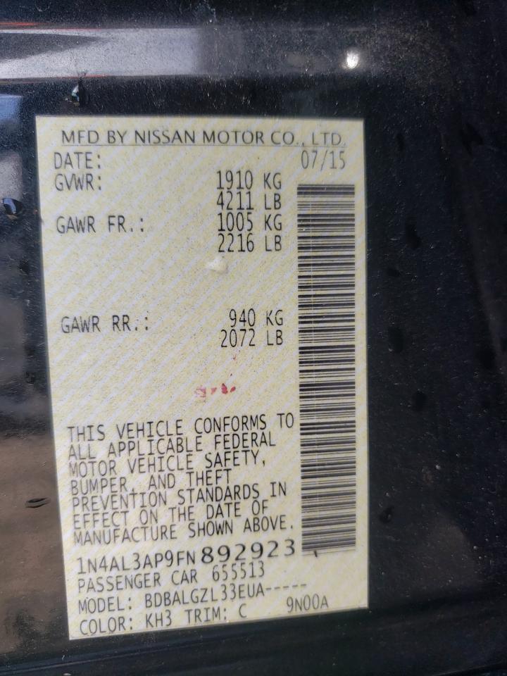 Photo 10 from auction – 2015 NISSAN ALTIMA 2.5 with VIN 1N4AL3AP9FN892923