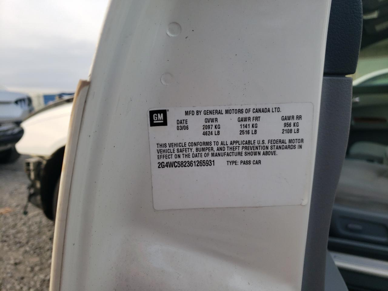 Photo 10 from auction – 2006 BUICK LACROSSE C with VIN 2G4WC582361265931