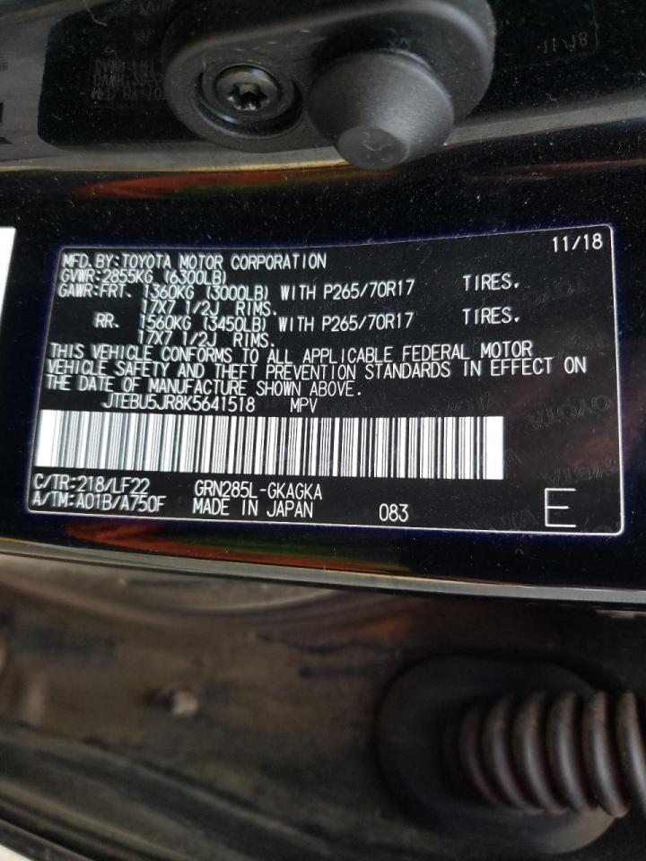 Photo 10 from auction – 2019 TOYOTA 4RUNNER SR with VIN JTEBU5JR8K5641518