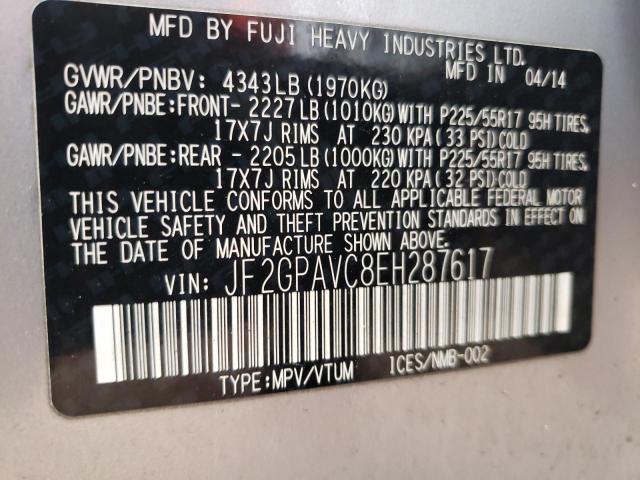 Photo 10 from auction – 2014 SUBARU XV CROSSTR with VIN JF2GPAVC8EH287617