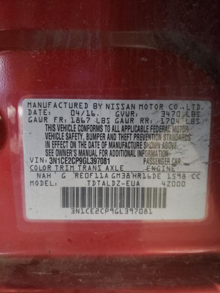 Photo 10 from auction – 2016 NISSAN VERSA NOTE with VIN 3N1CE2CP9GL397081