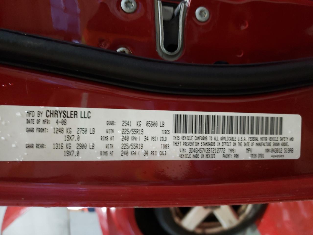 Photo 10 from auction – 2009 DODGE JOURNEY SX with VIN 3D4GH57V39T212772