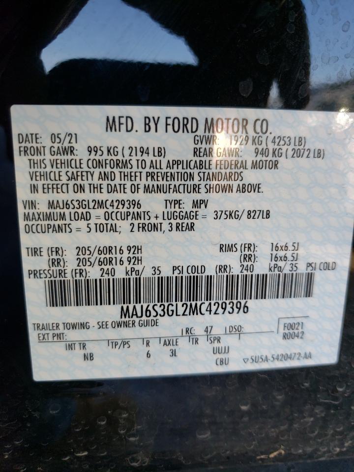 Photo 10 from auction – 2021 FORD ECOSPORT S with VIN MAJ6S3GL2MC429396