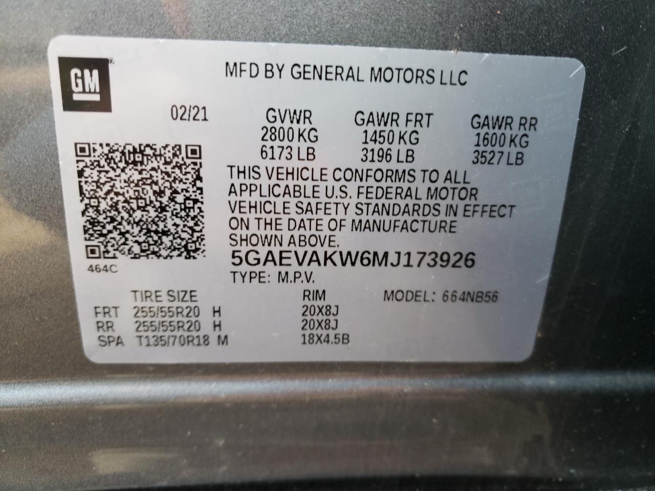 Photo 10 from auction – 2021 BUICK ENCLAVE ES with VIN 5GAEVAKW6MJ173926