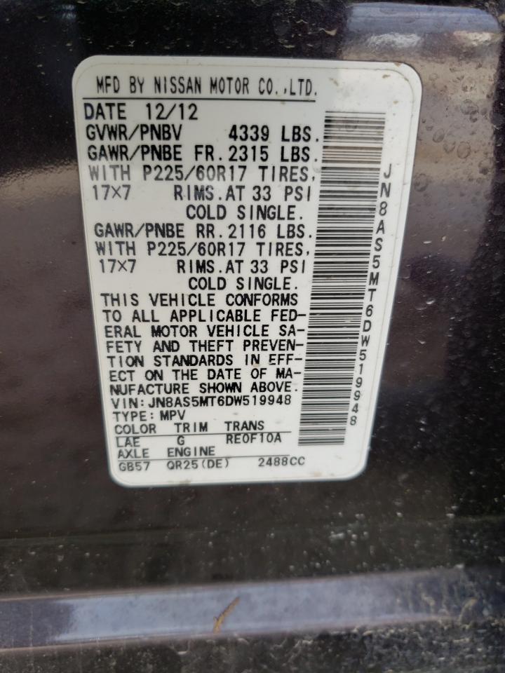 Photo 10 from auction – 2013 NISSAN ROGUE S with VIN JN8AS5MT6DW519948