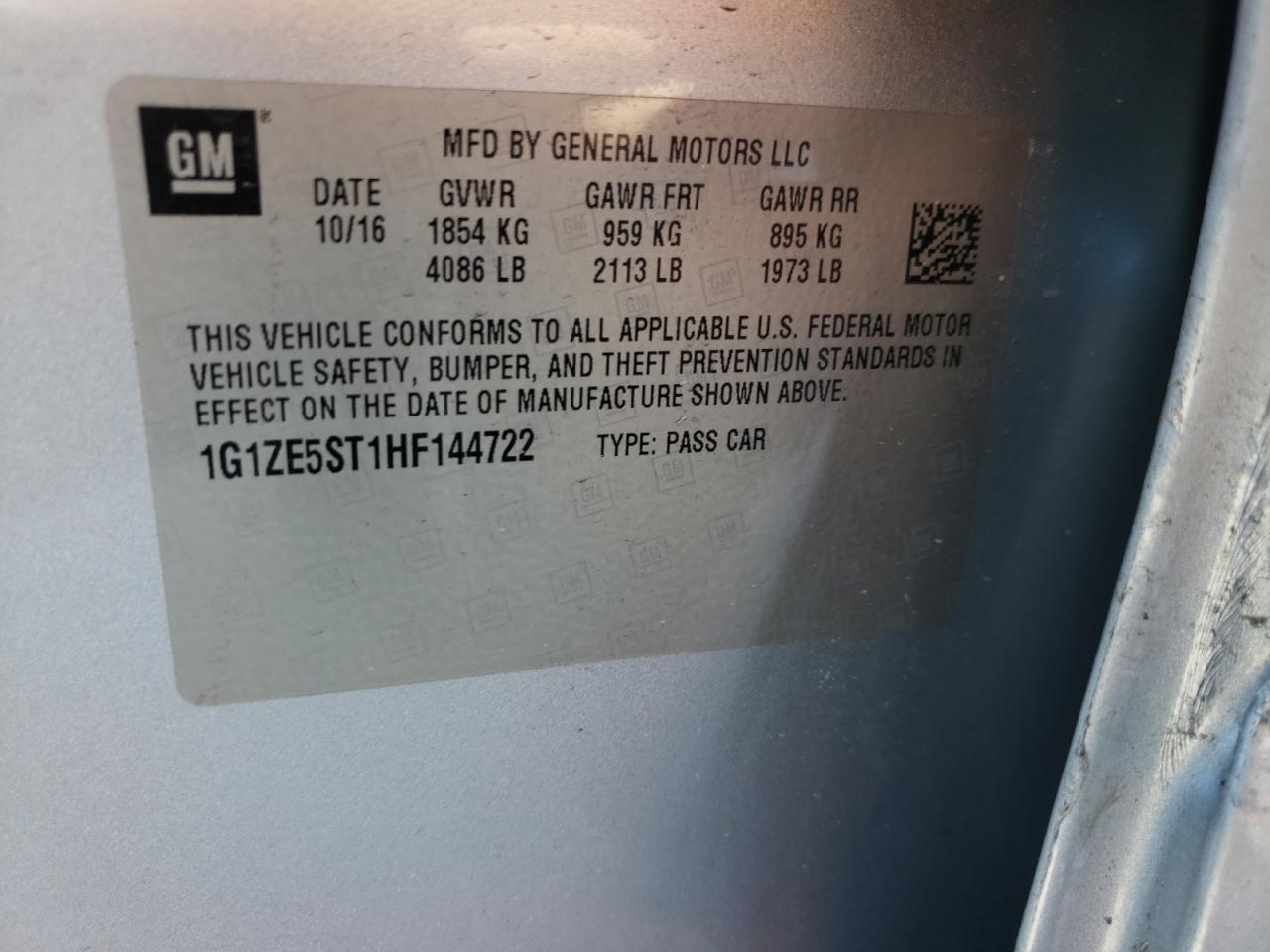 Photo 10 from auction – 2017 CHEVROLET MALIBU LT with VIN 1G1ZE5ST1HF144722