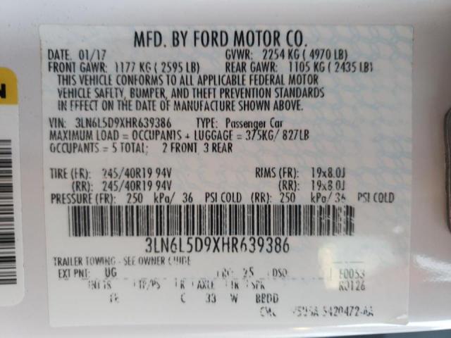 Photo 10 from auction – 2017 LINCOLN MKZ SELECT with VIN 3LN6L5D9XHR639386