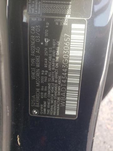 Photo 10 from auction – 2003 BMW 525 I AUTO with VIN WBADT43443G030657