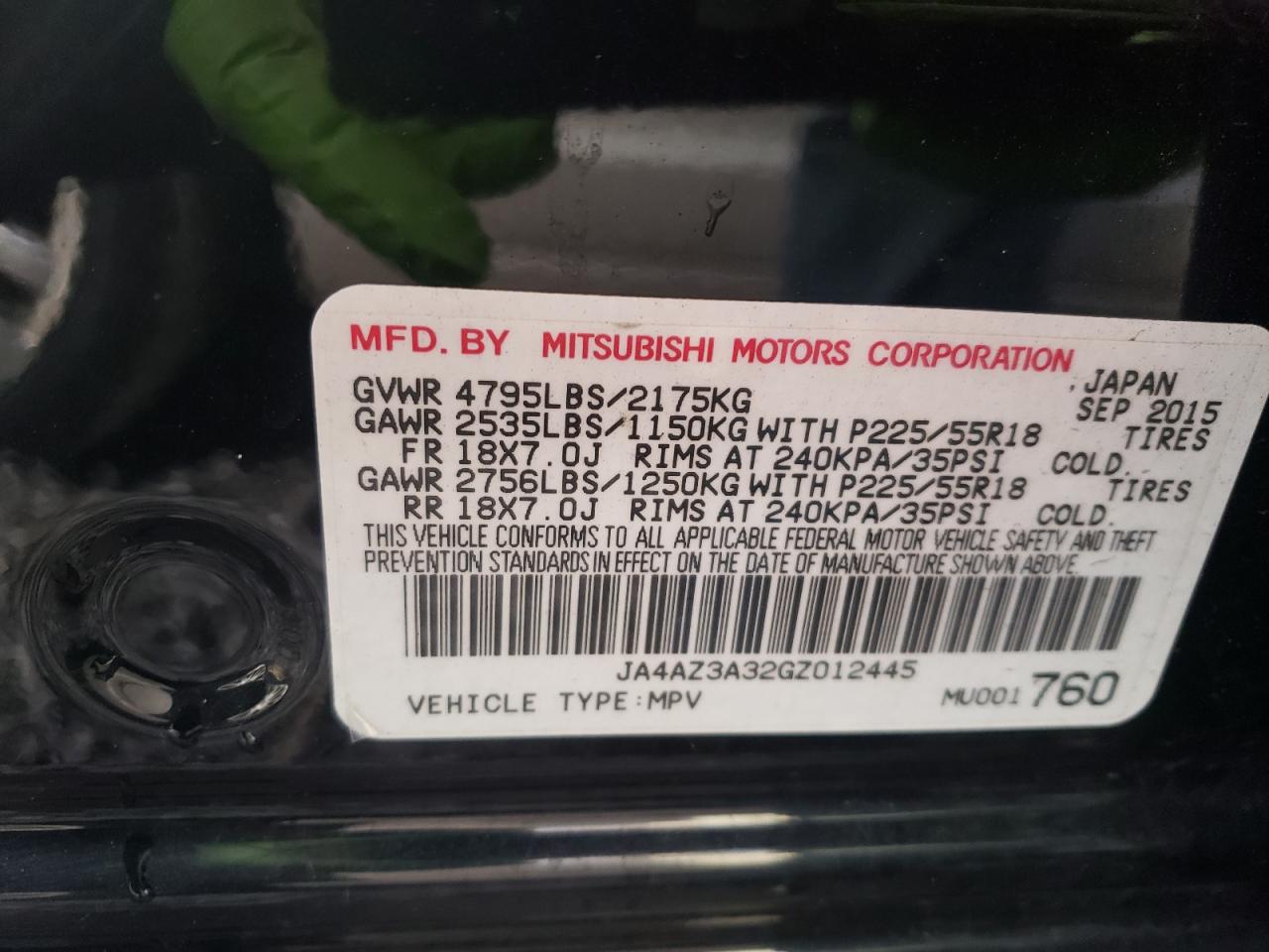 Zdjęcie 10 z aukcji – 2016 MITSUBISHI OUTLANDER z VIN JA4AZ3A32GZ012445