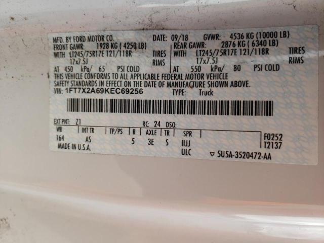 Photo 10 from auction – 2019 FORD F250 SUPER with VIN 1FT7X2A69KEC69256