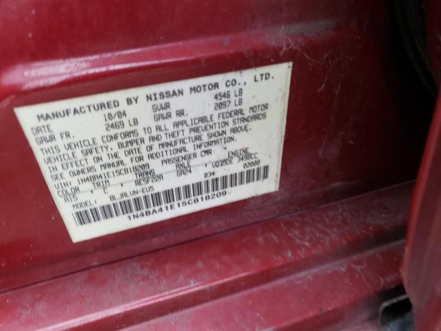 Photo 10 from auction – 2005 NISSAN MAXIMA SE with VIN 1N4BA41E15C818209