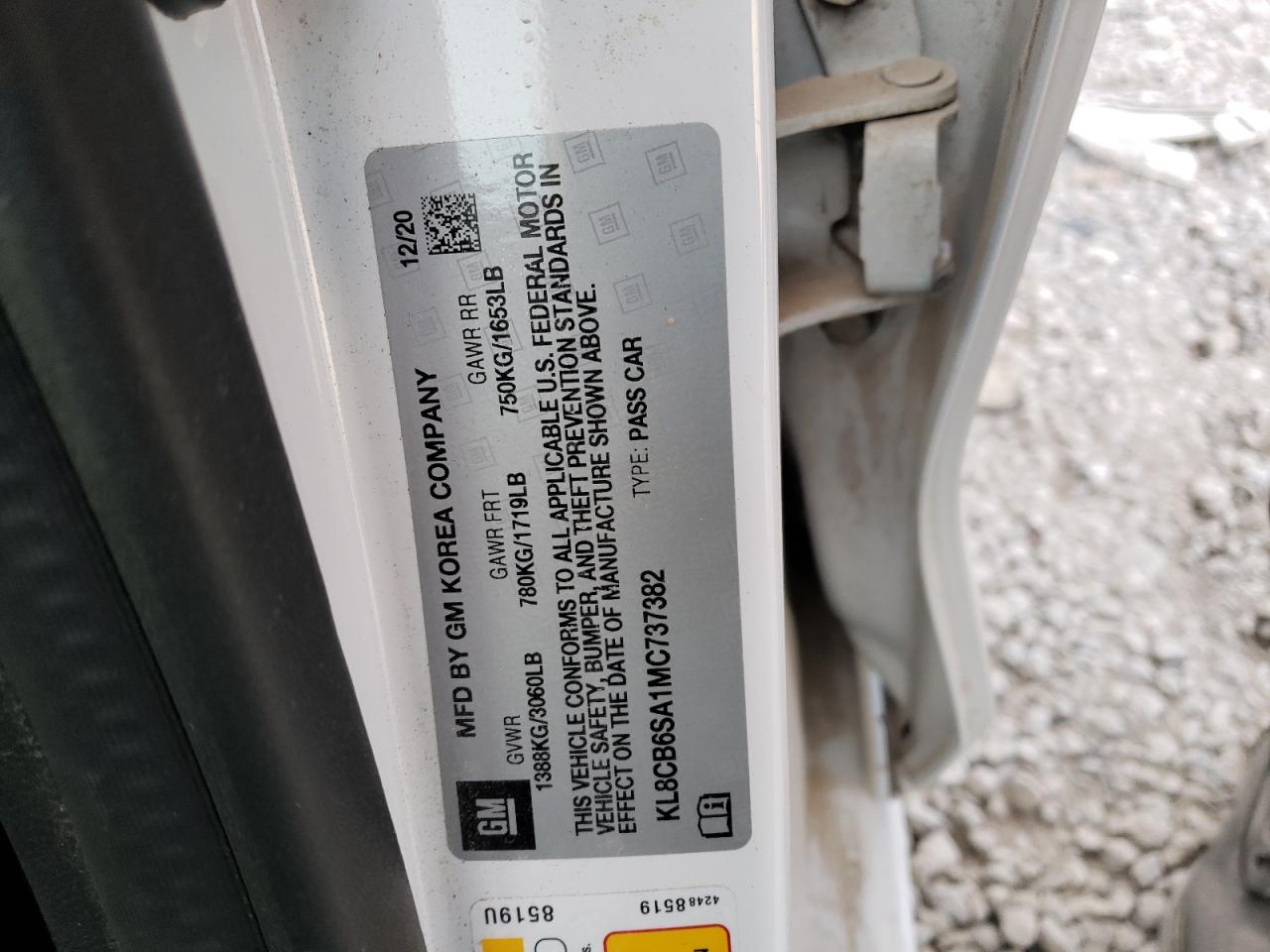 Photo 10 from auction – 2021 CHEVROLET SPARK LS with VIN KL8CB6SA1MC737382