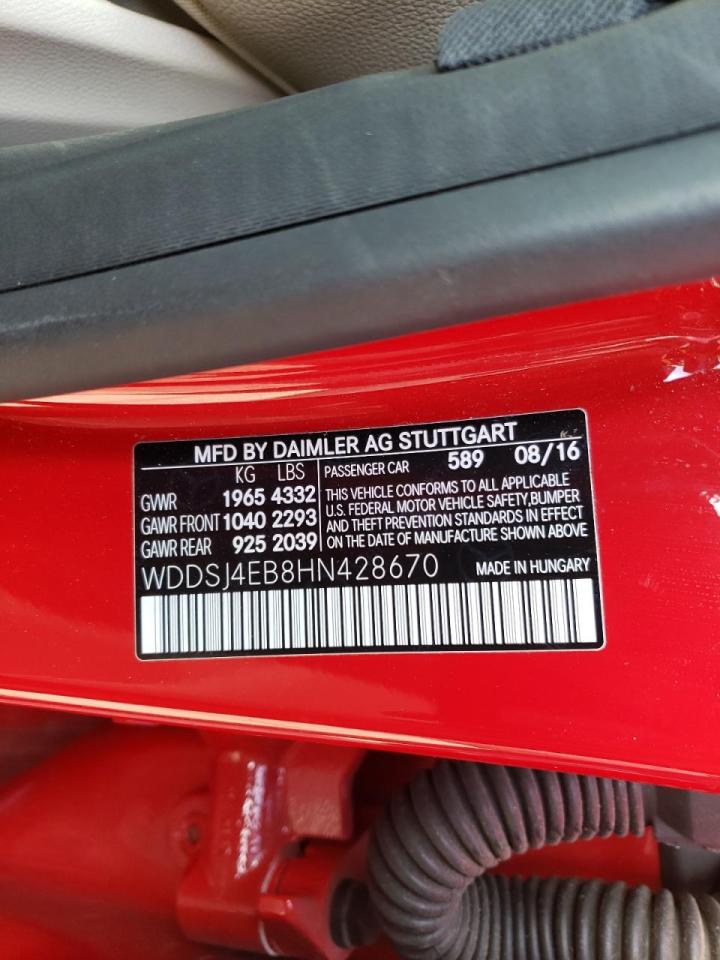 Photo 10 from auction – 2017 MERCEDES-BENZ CLA 250 with VIN WDDSJ4EB8HN428670