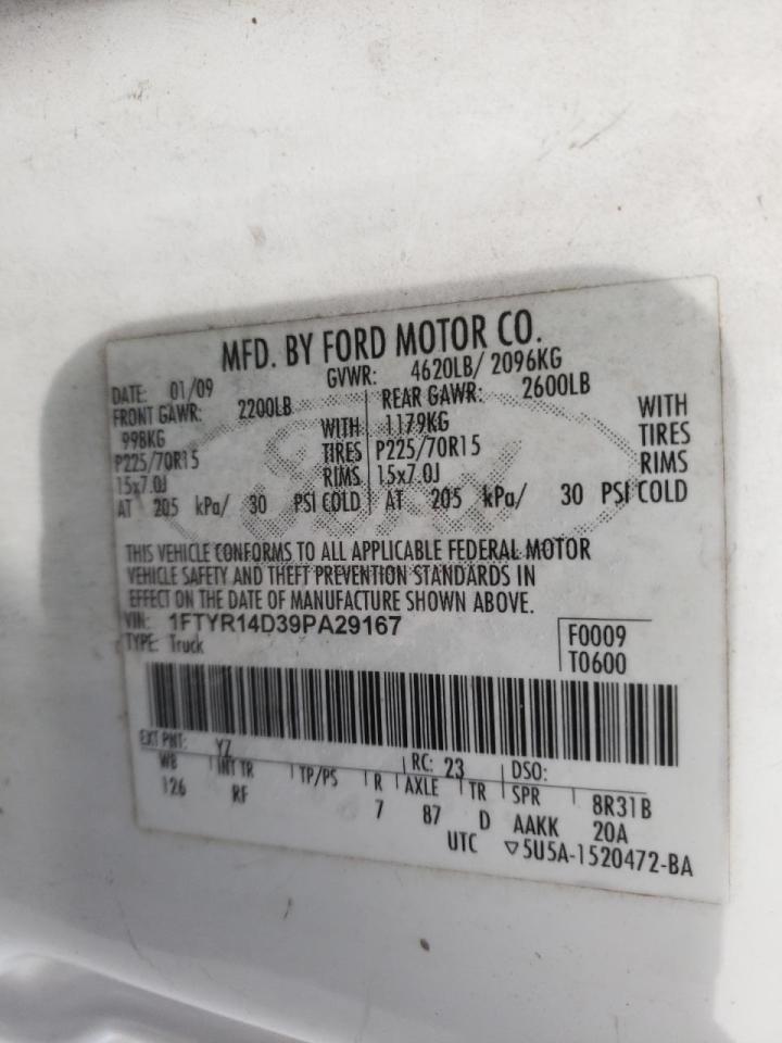 Photo 10 from auction – 2009 FORD RANGER SUP with VIN 1FTYR14D39PA29167