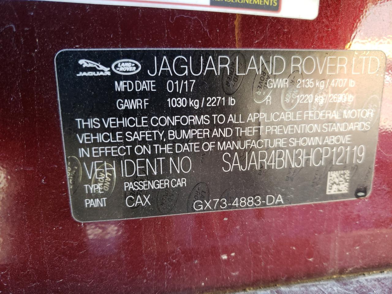 Photo 10 from auction – 2017 JAGUAR XE with VIN SAJAR4BN3HCP12119
