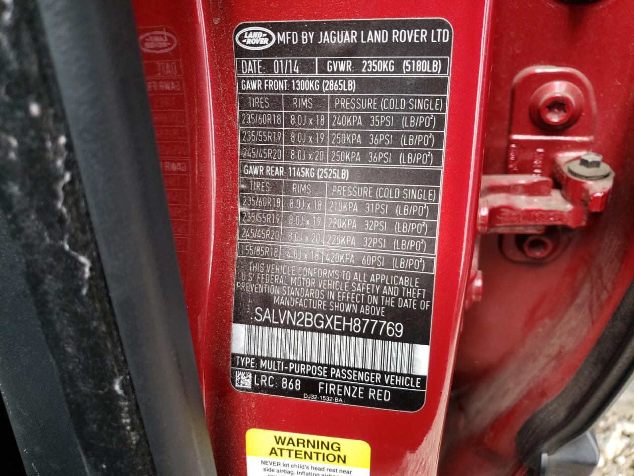 Photo 10 from auction – 2014 LAND ROVER RANGE ROVE with VIN SALVN2BGXEH877769