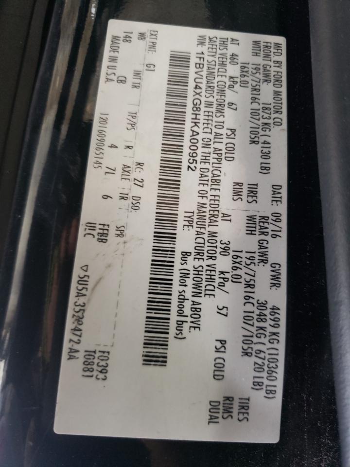 Photo 10 from auction – 2017 FORD TRANSIT with VIN 1FBVU4XG8HKA00952