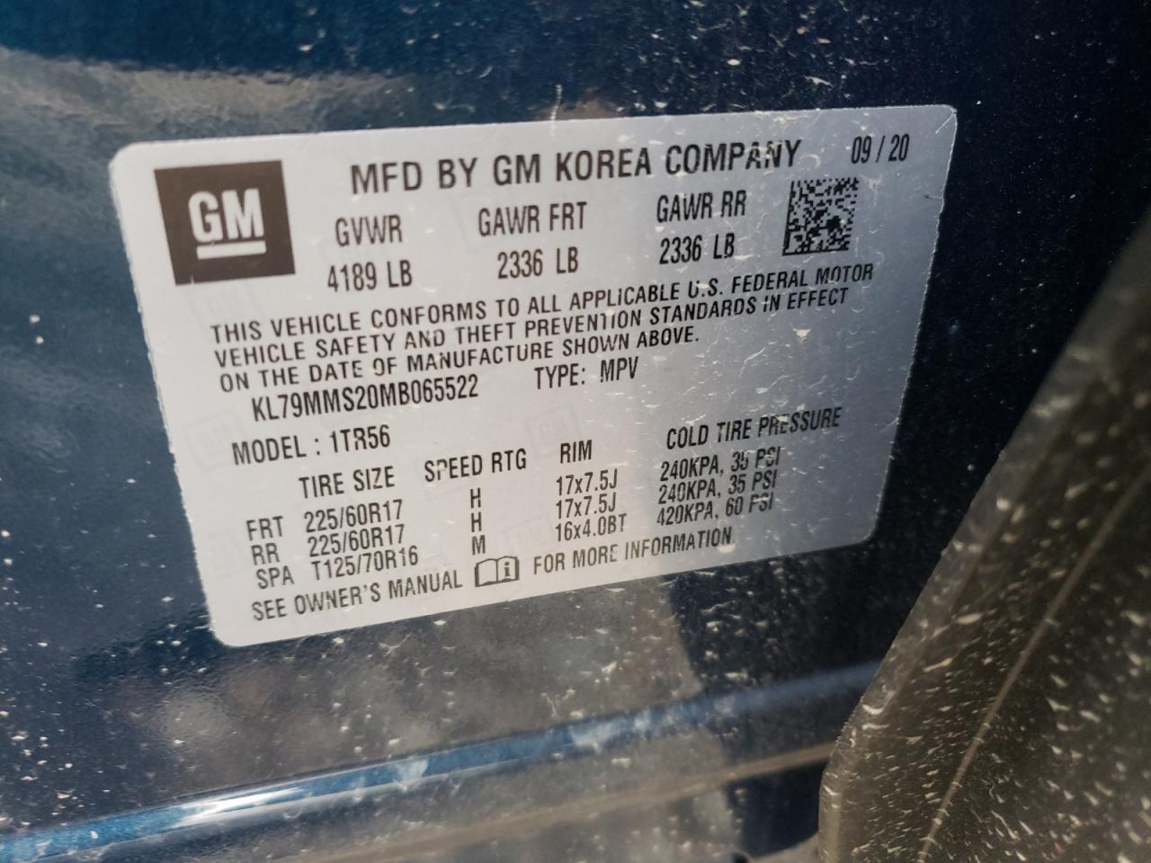 Photo 10 from auction – 2021 CHEVROLET TRAILBLAZE with VIN KL79MMS20MB065522