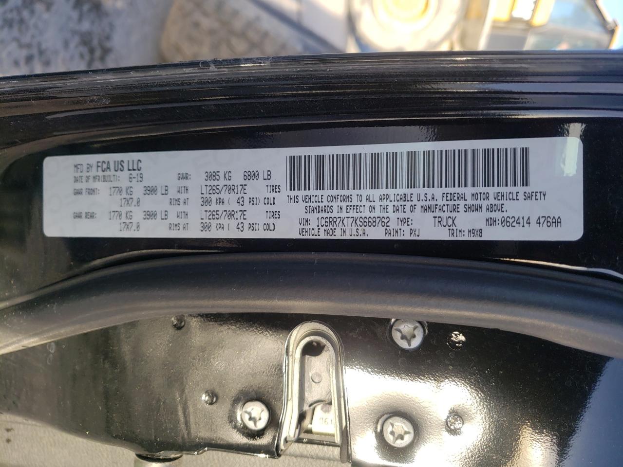 Photo 10 from auction – 2019 RAM 1500 CLASS with VIN 1C6RR7KT7KS668762