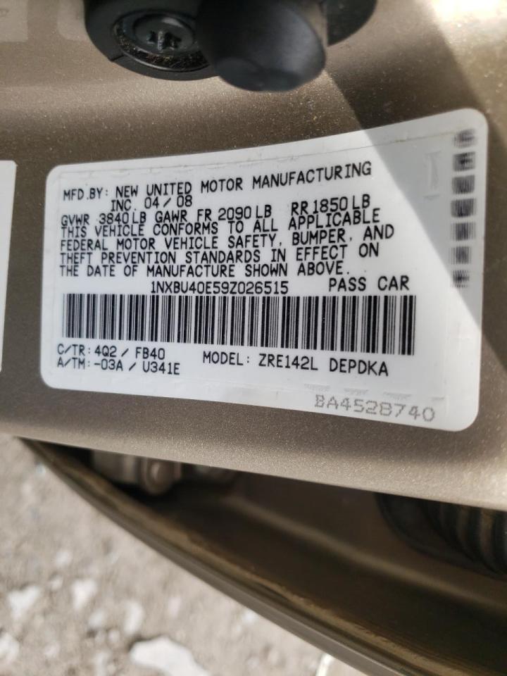 Photo 10 from auction – 2009 TOYOTA COROLLA BA with VIN 1NXBU40E59Z026515