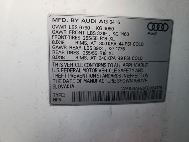Photo 10 from auction – 2015 AUDI Q7 PREMIUM with VIN WA1LGAFE6FD024378