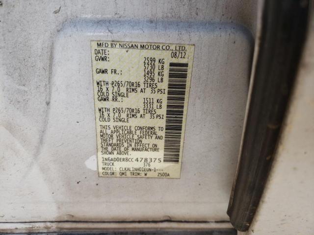 Photo 10 from auction – 2012 NISSAN FRONTIER S with VIN 1N6AD0ER8CC478375