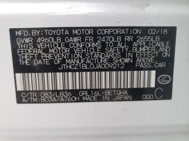 Photo 10 from auction – 2018 LEXUS GS 350 BAS with VIN JTHCZ1BL0JA009212