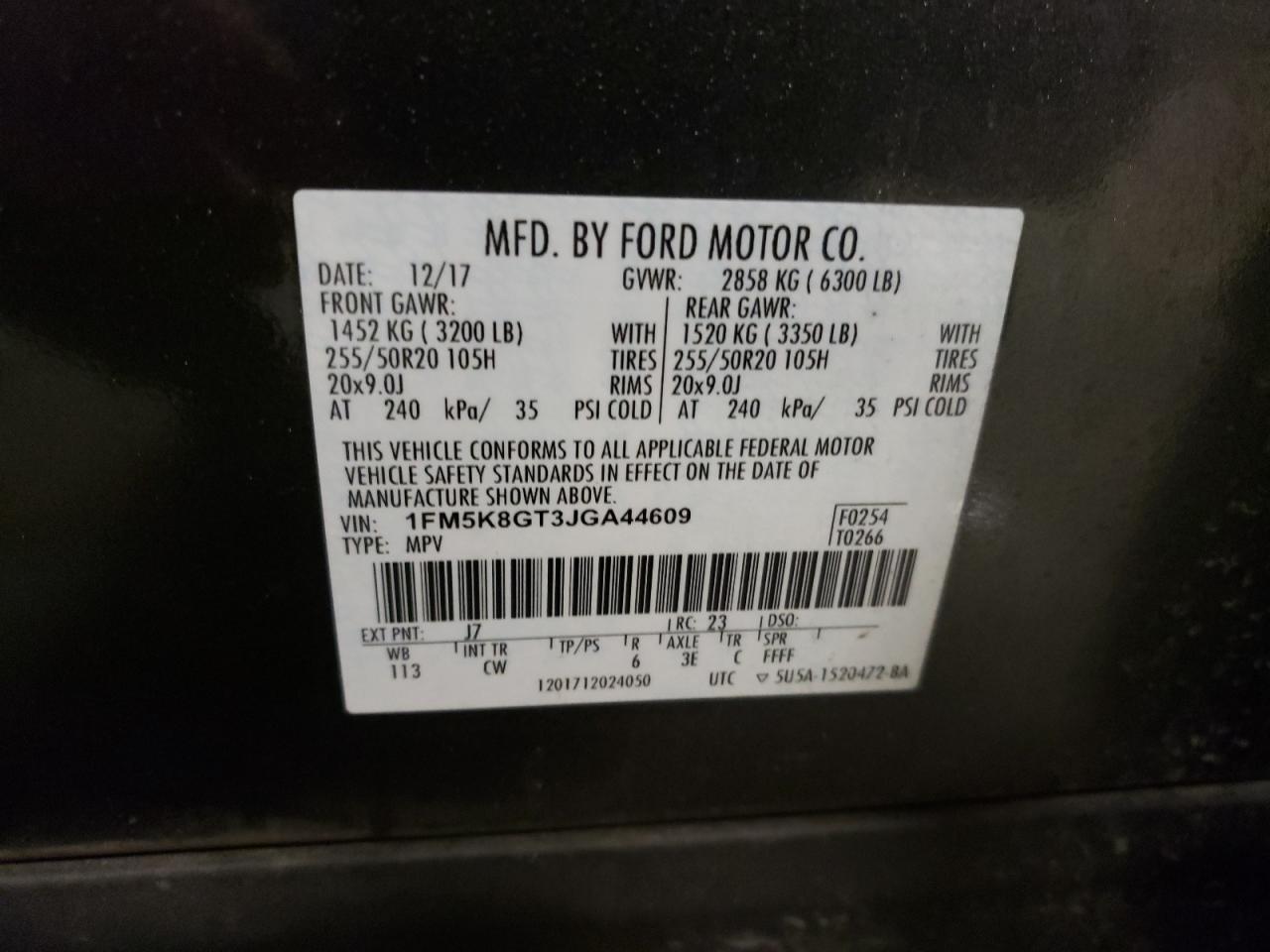 Photo 10 from auction – 2018 FORD EXPLORER S with VIN 1FM5K8GT3JGA44609