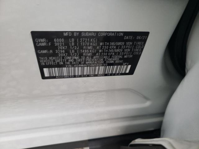 Photo 10 from auction – 2021 SUBARU ASCENT LIM with VIN 4S4WMAPD6M3458185