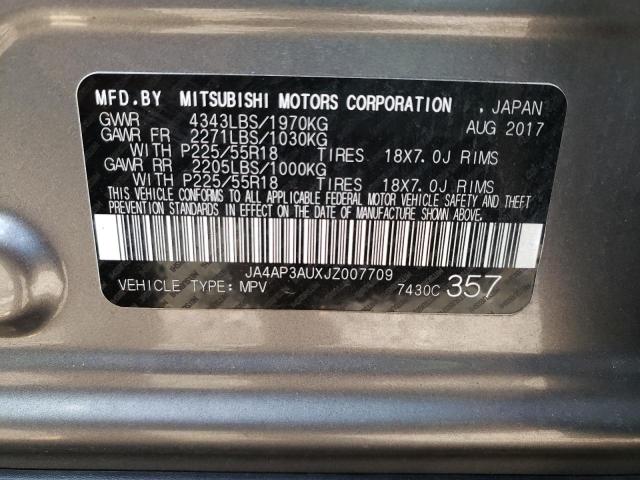 Photo 10 from auction – 2018 MITSUBISHI OUTLANDER with VIN JA4AP3AUXJZ007709