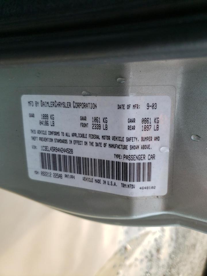 Photo 10 from auction – 2004 CHRYSLER SEBRING LX with VIN 1C3EL45R94N244528