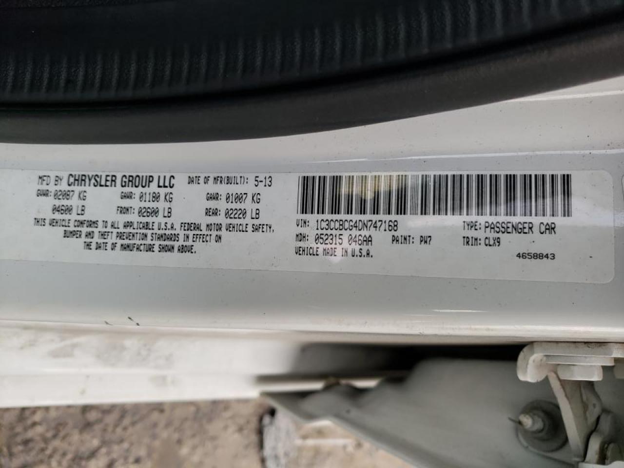 Photo 10 from auction – 2013 CHRYSLER 200 LIMITE with VIN 1C3CCBCG4DN747168