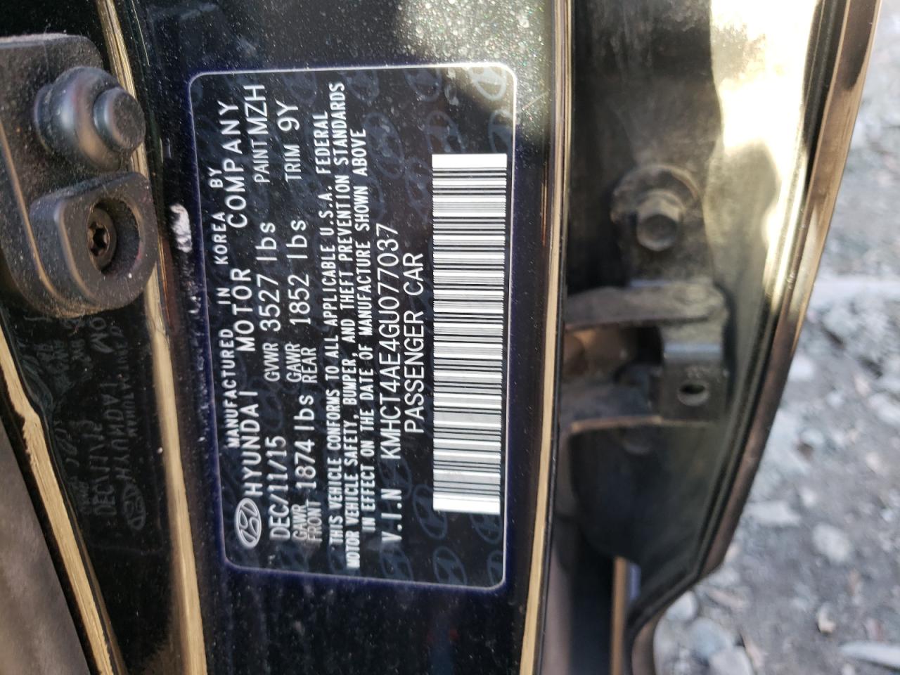 Photo 10 from auction – 2016 HYUNDAI ACCENT SE with VIN KMHCT4AE4GU077037