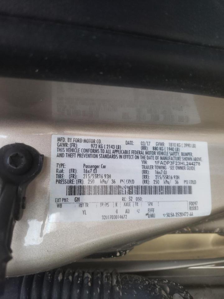 Photo 10 from auction – 2017 FORD FOCUS SE with VIN 1FADP3F23HL244278