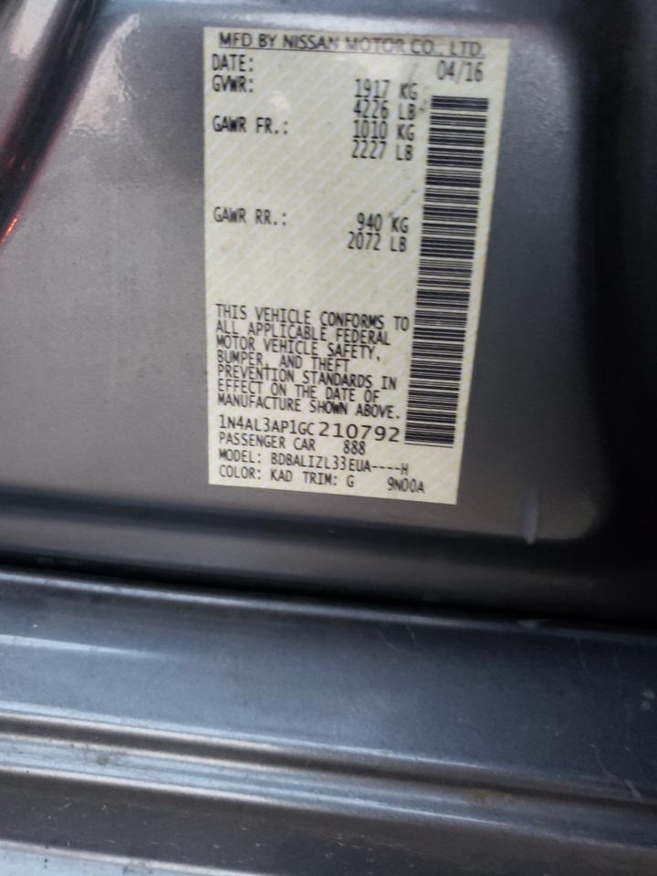 Photo 10 from auction – 2016 NISSAN ALTIMA 2.5 with VIN 1N4AL3AP1GC210792