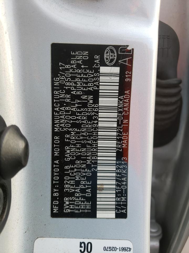 Photo 10 from auction – 2017 TOYOTA COROLLA L with VIN 2T1BURHE0HC943766