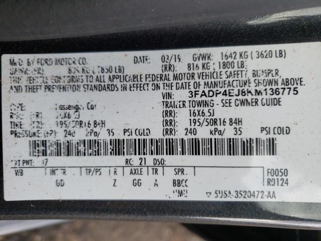 Photo 10 from auction – 2019 FORD FIESTA SE with VIN 3FADP4EJ8KM136775