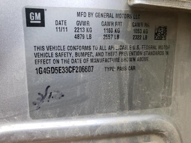 Photo 10 from auction – 2012 BUICK LACROSSE P with VIN 1G4GD5E33CF206607