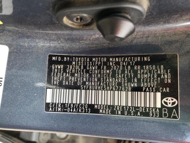 Photo 10 from auction – 2017 TOYOTA COROLLA L with VIN 5YFBURHE5HP677628