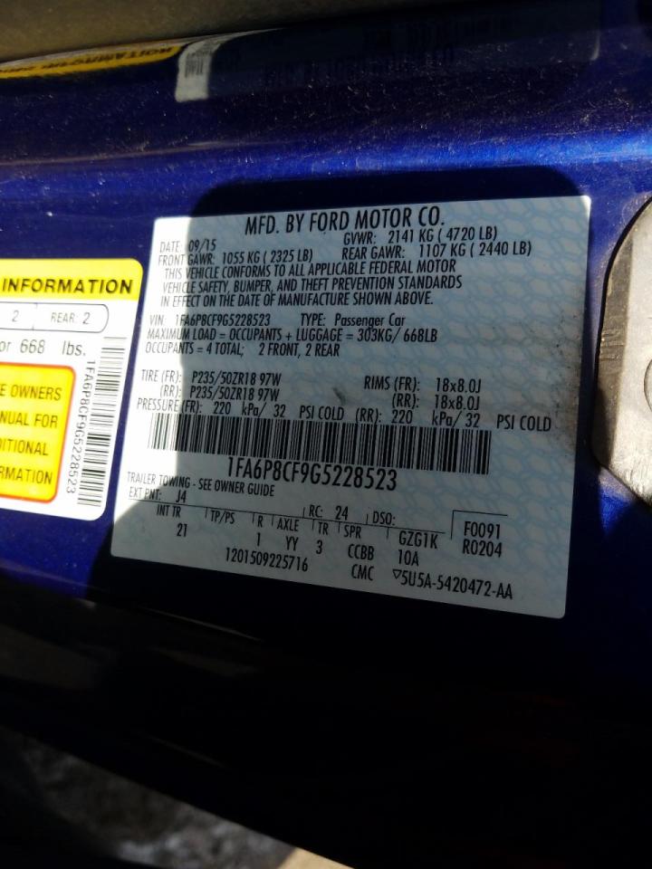 Photo 10 from auction – 2016 FORD MUSTANG GT with VIN 1FA6P8CF9G5228523