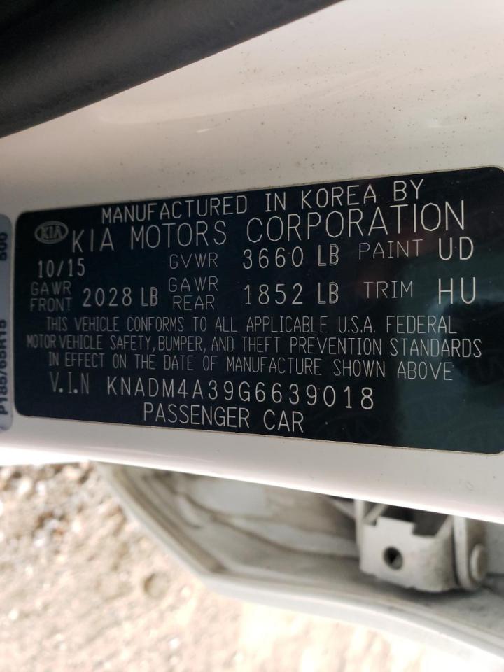 Photo 10 from auction – 2016 KIA RIO EX with VIN KNADM4A39G6639018