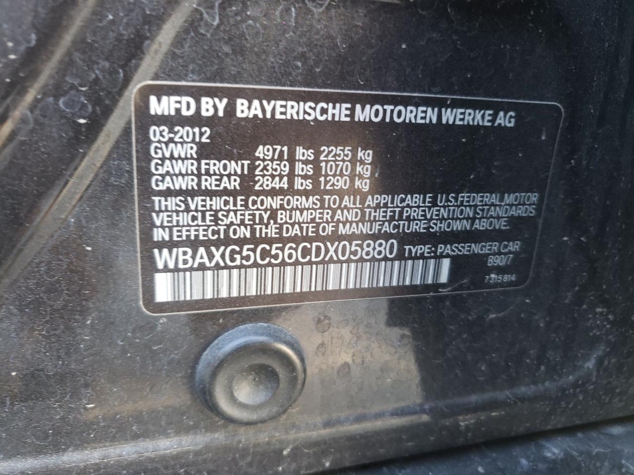 Zdjęcie 10 z aukcji – 2012 BMW 528 I z VIN WBAXG5C56CDX05880