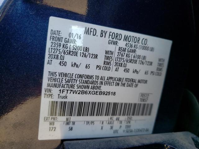 Photo 10 from auction – 2016 FORD F250 SUPER with VIN 1FT7W2B6XGEB92518