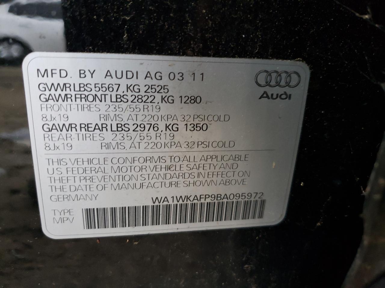 Zdjęcie 10 z aukcji – 2011 AUDI Q5 PRESTIG z VIN WA1WKAFP9BA095972