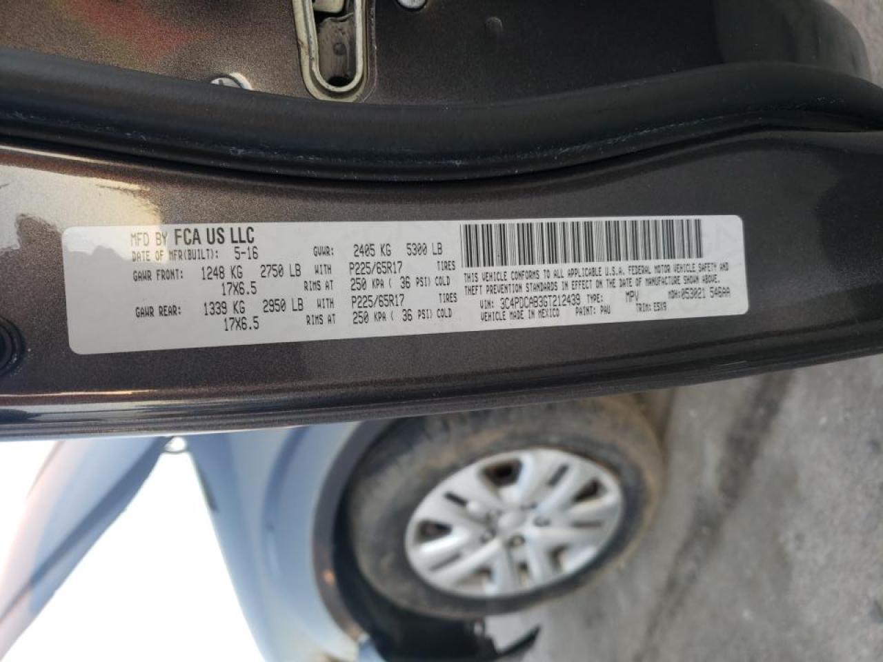 Photo 10 from auction – 2016 DODGE JOURNEY SE with VIN 3C4PDCAB3GT212439