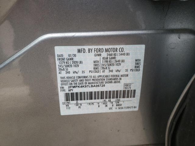 Photo 10 from auction – 2020 FORD EDGE TITAN with VIN 2FMPK4K97LBA98728