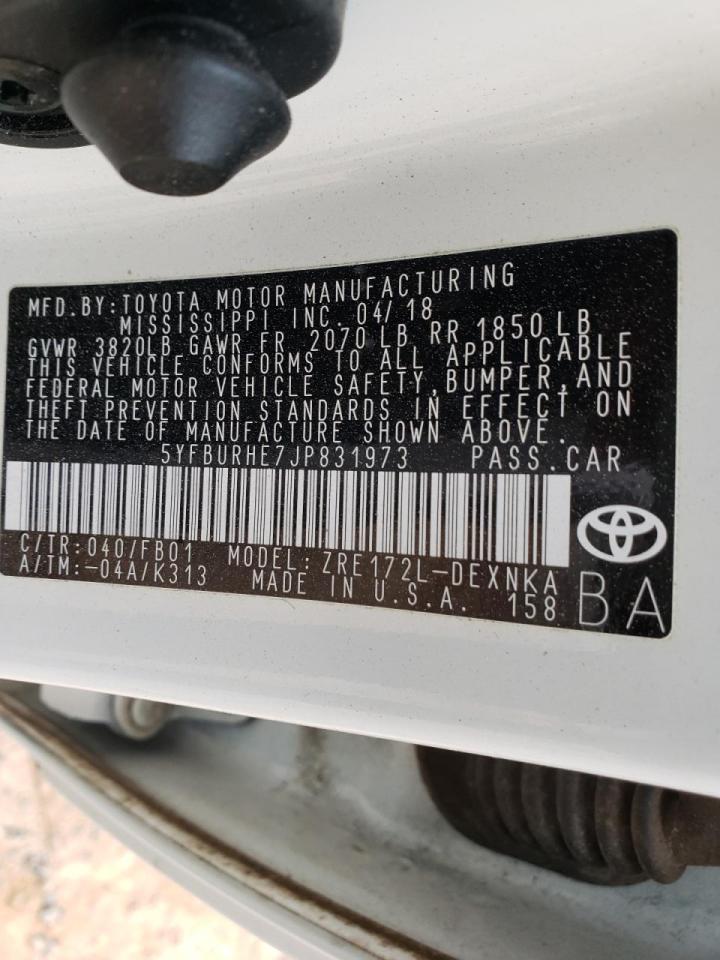 Photo 10 from auction – 2018 TOYOTA COROLLA L with VIN 5YFBURHE7JP831973