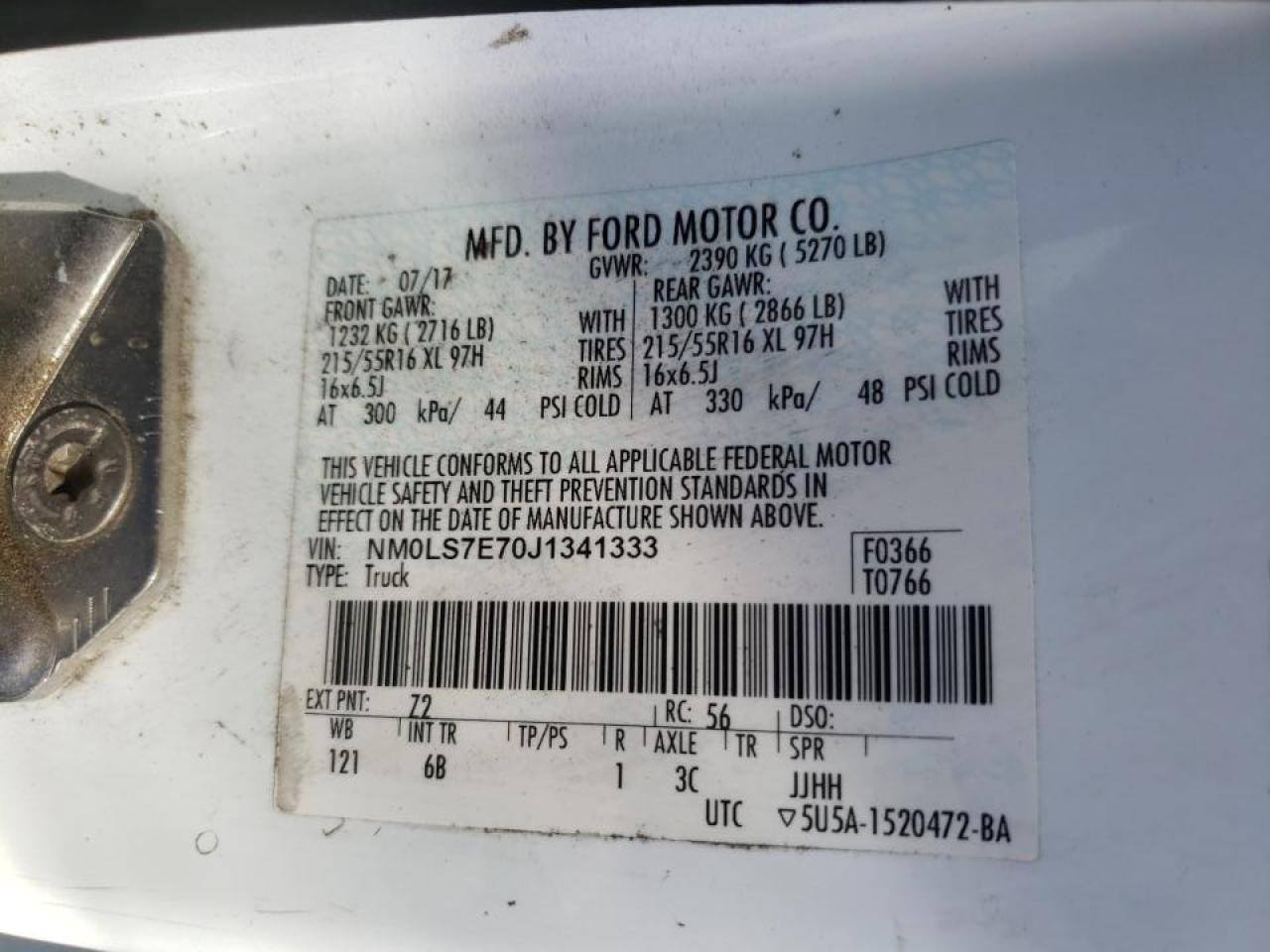 Photo 10 from auction – 2018 FORD TRANSIT CO with VIN NM0LS7E70J1341333